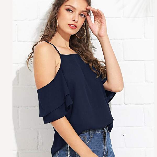 

Solid Cold Shoulder Top