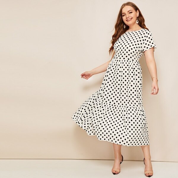 

Plus Flippy Hem Polka Dot Dress