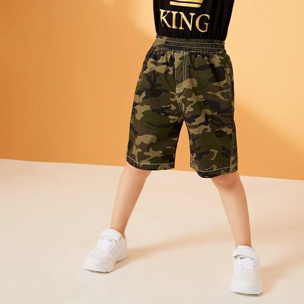 

Toddler Boys Topstitching Camo Bermuda Shorts