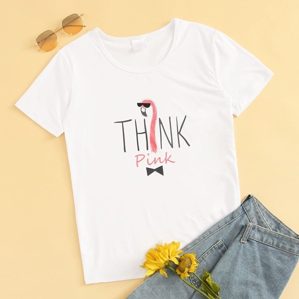 

Flamingo & Letter Print Tee
