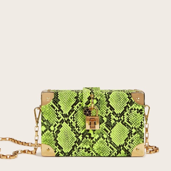 

Snakeskin Print Box Bag
