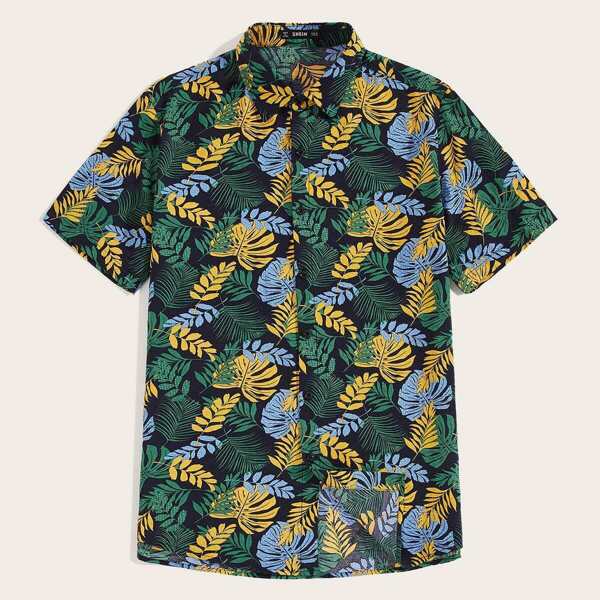 

Men Tropical Print Aloha Shirt