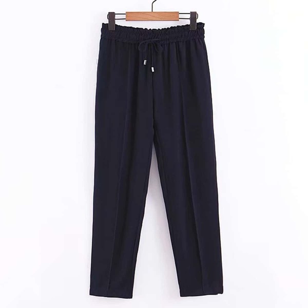 

Drawstring Waist Solid Pants
