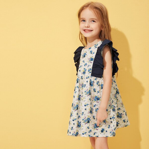 

Toddler Girls Ditsy Floral Ruffle Trim Dress, Multicolor