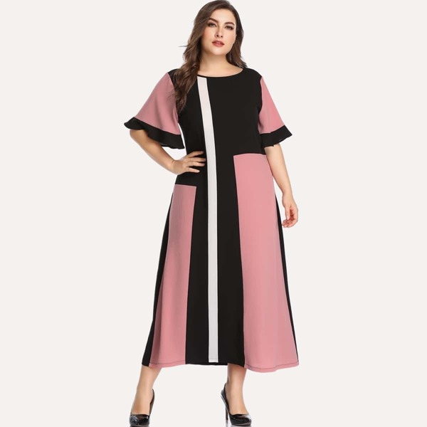 

Plus Cut And Sew Flounce Sleeve Dress