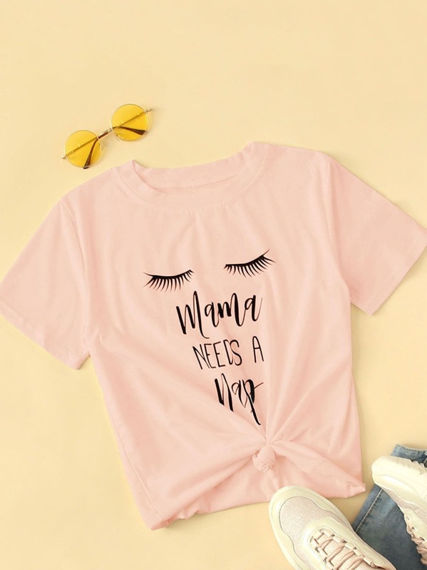 

Slogan Graphic Tee, Pink