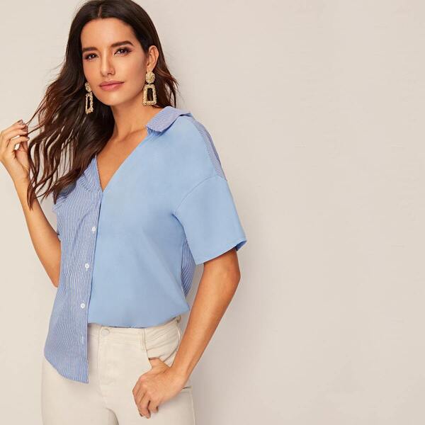 

Striped Print Tie Back Shirt