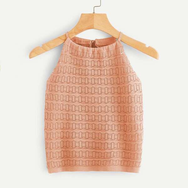 

Tie Back Pointelle Knit Top