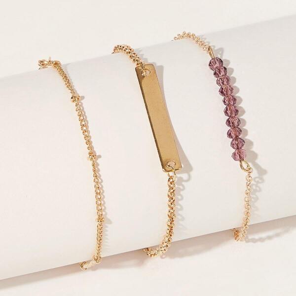 

Bar & Bead Chain Bracelet 3pcs
