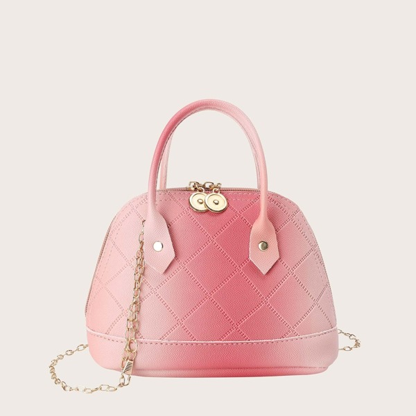 

Quilted Chain Satchel Bag, Pink
