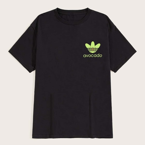 

Men Letter And Avocado Print Tee