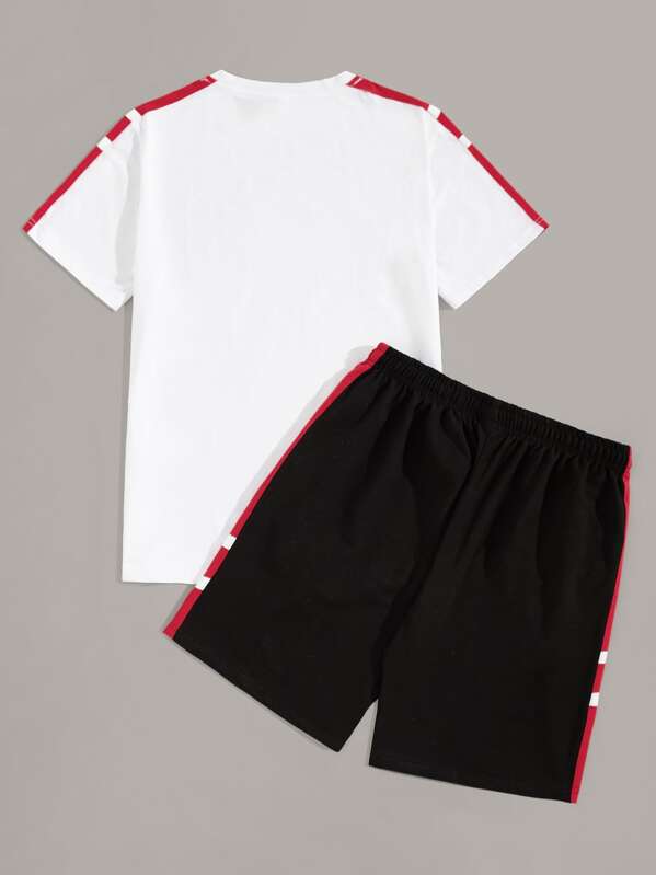 

Men Contrast Panel Tee With Shorts