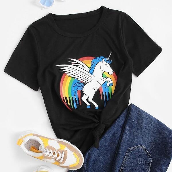

Plus Cartoon Print Tee, Black