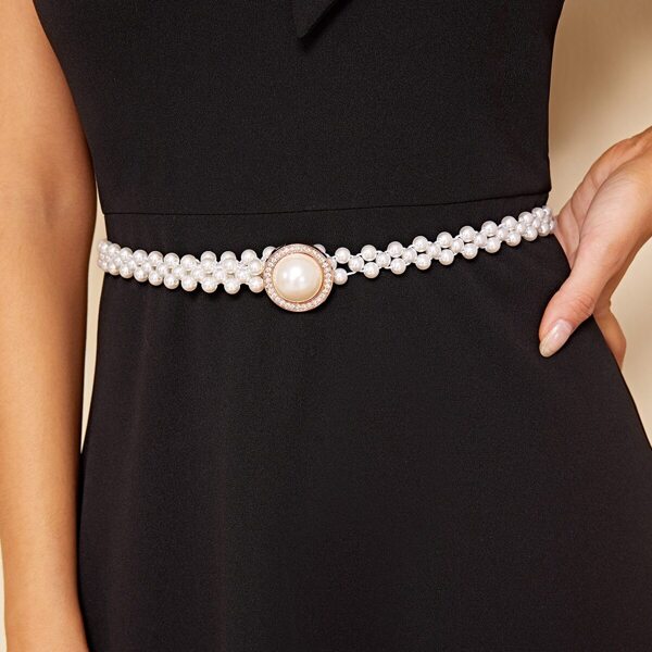 

Rhinestone Detail Faux Pearl Belt