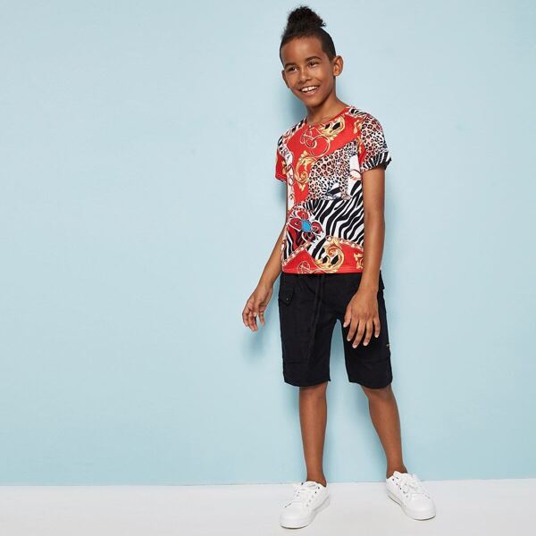 

Boys Mixed Scarf Print Tee, Multicolor