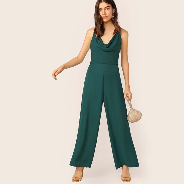 

Draper Neck Split Back Palazzo Jumpsuit