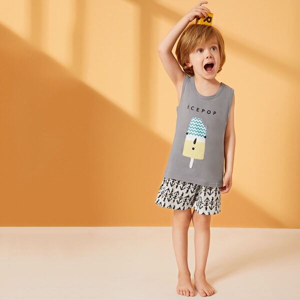 

Toddler Boys Cartoon & Anchor Print Pajama Set