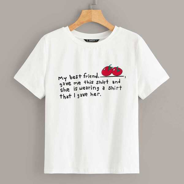 

Slogan and Tomato Print Top