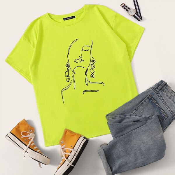 

Plus Neon Lime Figure Print Tee