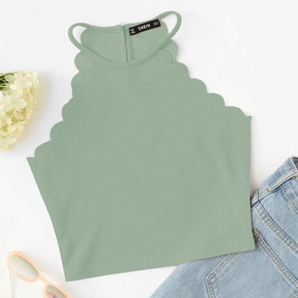 

Plus Scallop Trim Halter Top