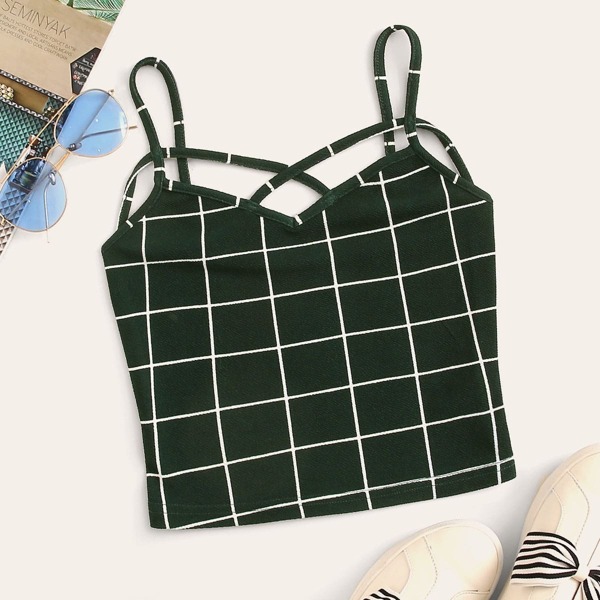 

Strappy Neck Grid Cami Top