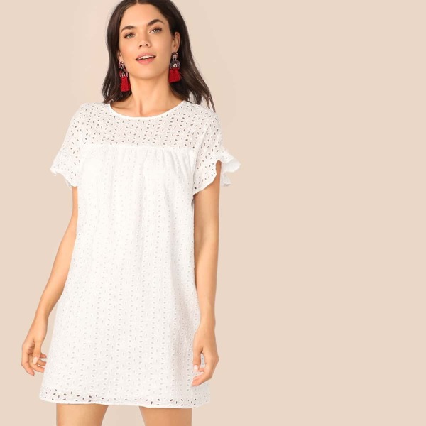 

Ruffle Cuff Schiffy Tunic Dress