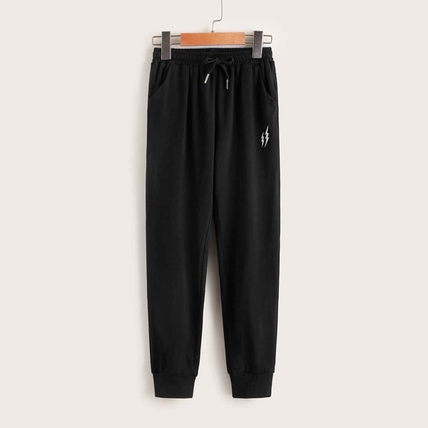 

Boys Drawstring Waist Embroidered Pants