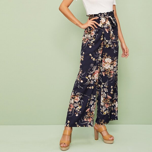 

Paperbag Waist Self Belted Wide Leg Pants