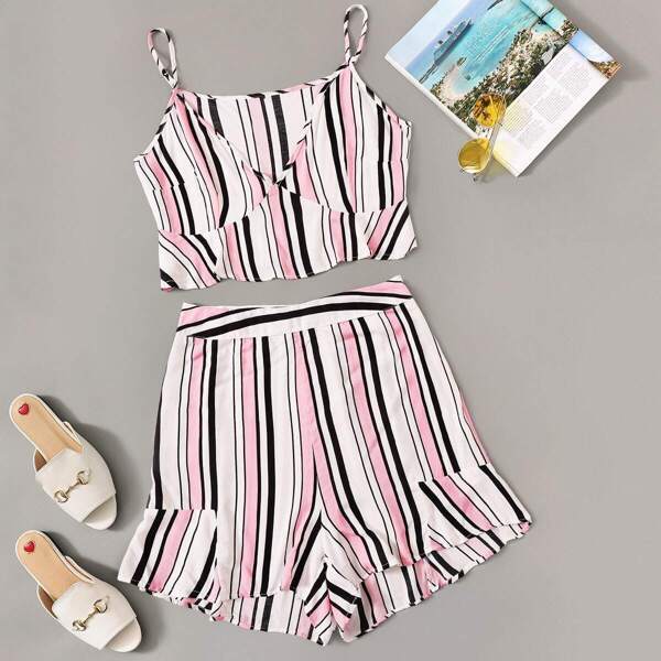 

Plus Striped Cami Top With Shorts