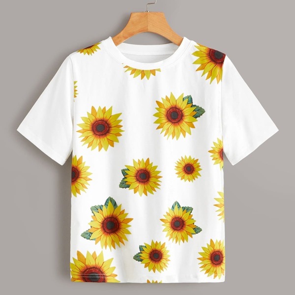 

Allover Sunflower Print Tee