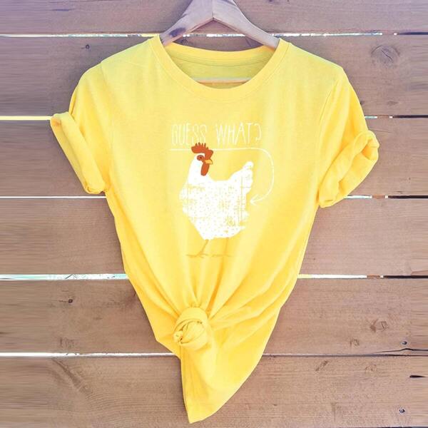

Chicken And Letter Print Tee