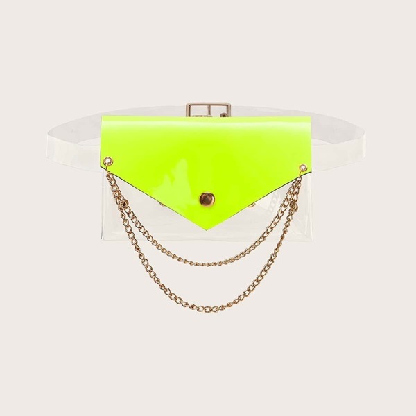 

Double Layered Chain Decor Clear Fanny Pack