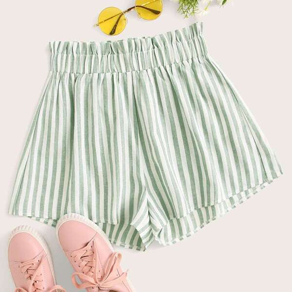 

Paperbag Waist Striped Shorts