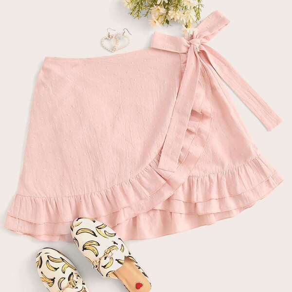 

Layered Ruffle Hem Wrap Skirt