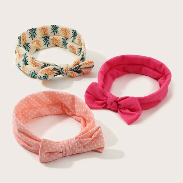 

Toddler Girls Polka Dot & Pineapple Pattern Headband 3pcs, Multicolor