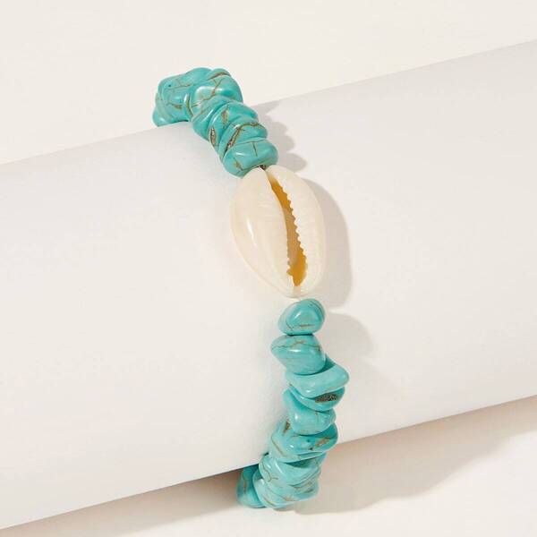 

Shell Decor Turquoise Bracelet 1pc