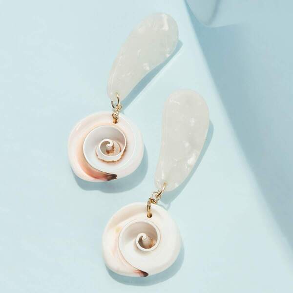 

Shell Decor Stone Drop Earrings 1pair