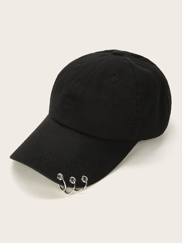

Ring Detail Baseball Cap, Black