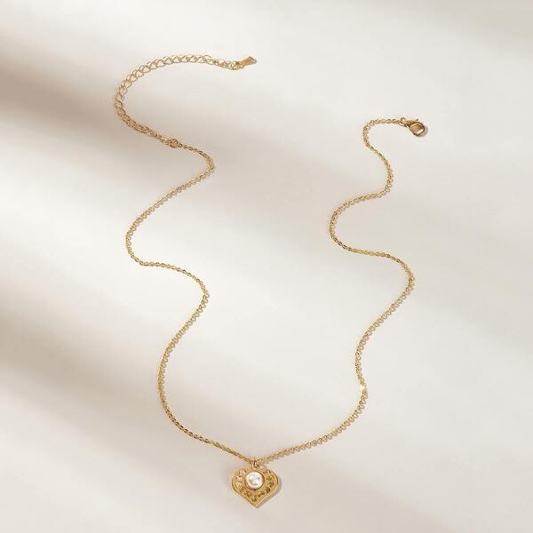 

Heart Pendant Chain Pendant Necklace 1pc, Gold