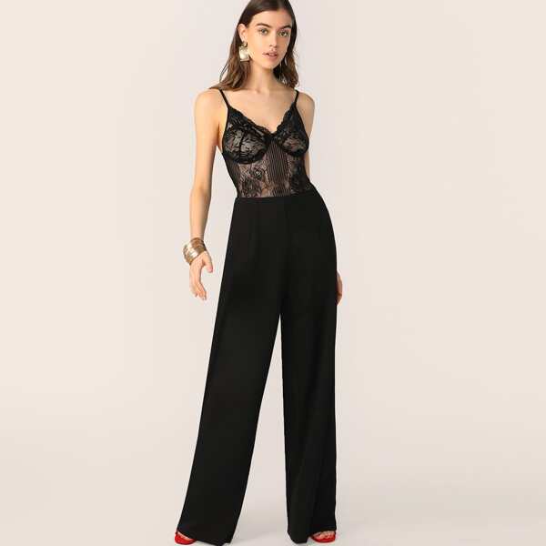 

Bustier Lace Bodice Wide Leg Cami Jumpsuit