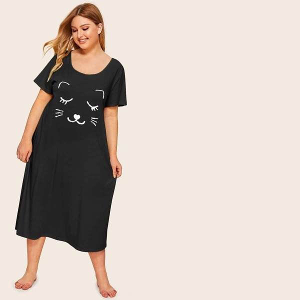 

Plus Cartoon Print Tunic Nightdress