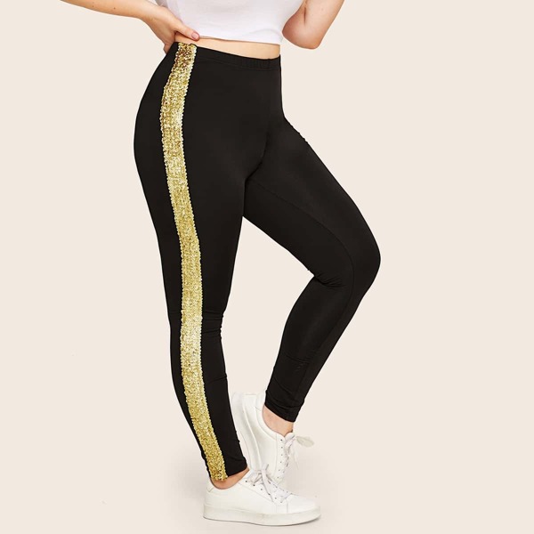 

Plus Sequin Side Panel Leggings