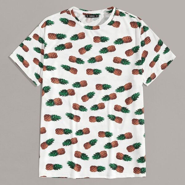 

Men Allover Pineapple Print Tee
