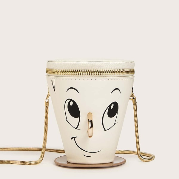 

Zip Around Cartoon Cup Shaped Bucket Bag