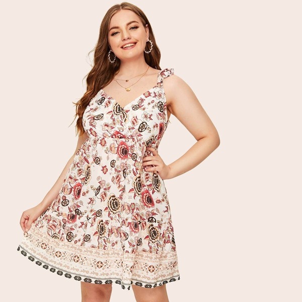 

Plus Floral Print Knot Dress