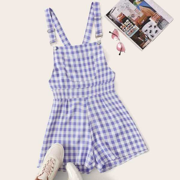 

Plus Gingham Pocket Overalls, Multicolor