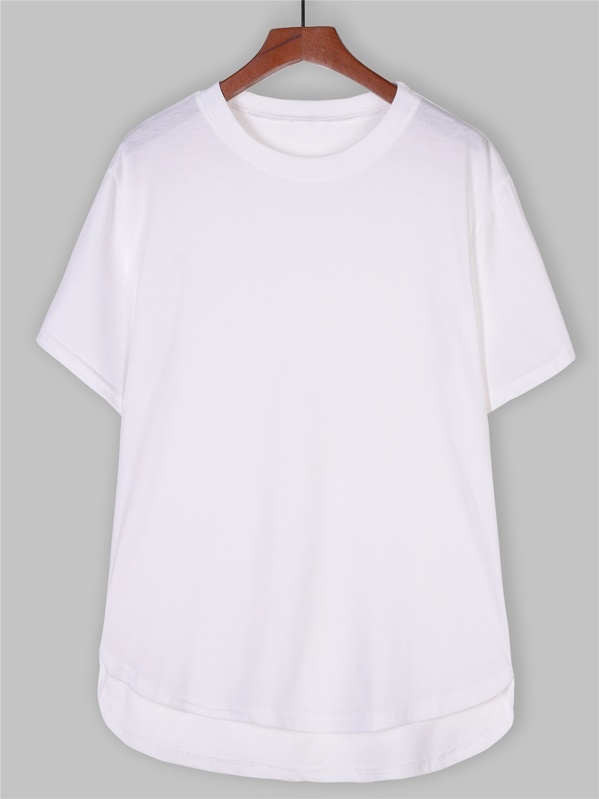 

Plus High Low Solid Tee, White