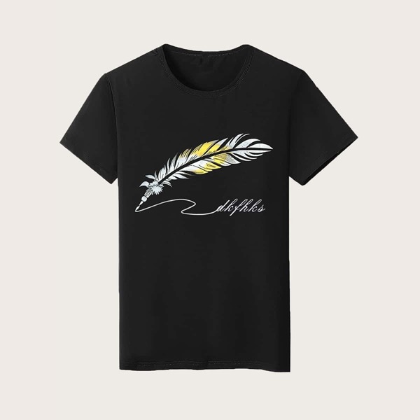 

Men Feather Print Tee