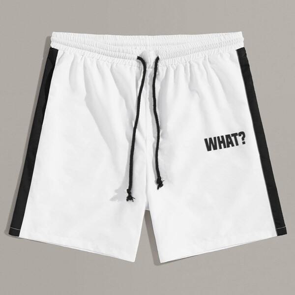 

Men Contrast Side Letter Print Shorts