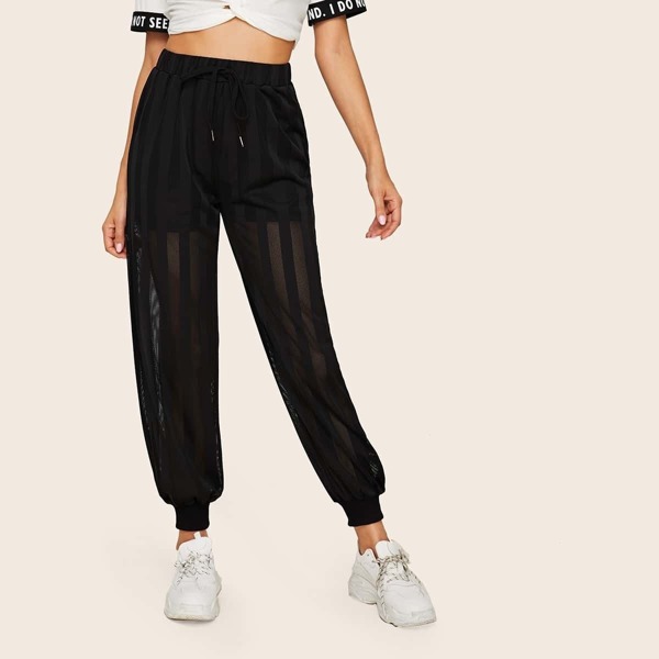 

Drawstring Waist Knicker Insert Mesh Pants